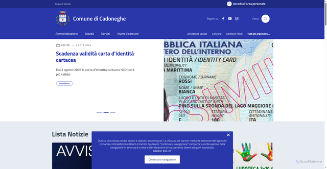 Security scan screenshot of https://comune.cadoneghe.pd.it/