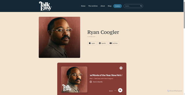 Security scan screenshot of https://talkeasypod.com/ryan-coogler/