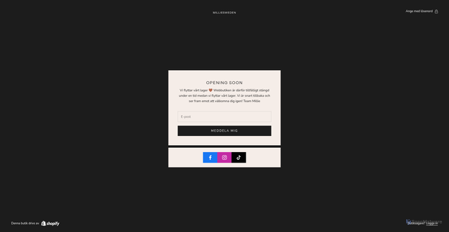 Security scan screenshot of https://milliesweden.se