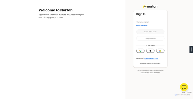 Security scan screenshot of https://login.norton.com