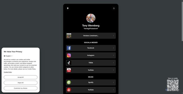 Security scan screenshot of https://tonywennberg.se