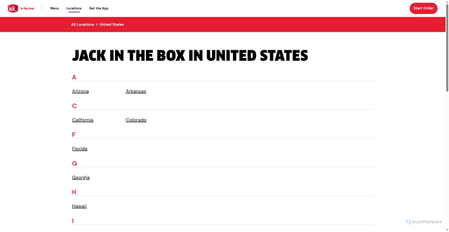 Security scan screenshot of https://locations.jackinthebox.com/us