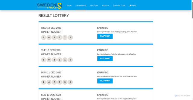Security scan screenshot of https://swedenpools.com.se/?page=result&no=48