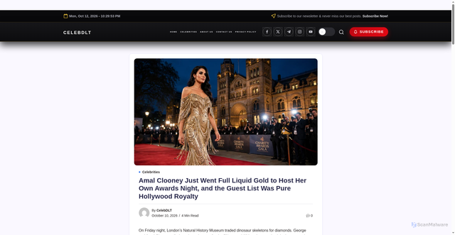 Security scan screenshot of https://bilaldlt.com/amal-clooney-gold-gucci-gown-albies-2026/