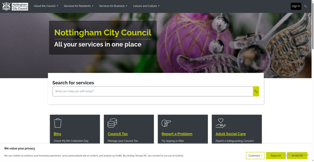 Security scan screenshot of https://www.nottinghamcity.gov.uk/