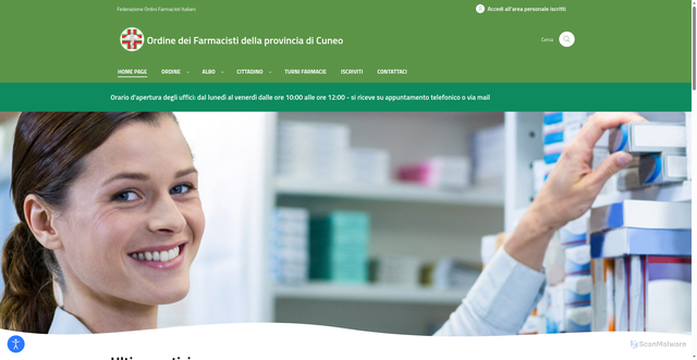 Security scan screenshot of https://www.ordinefarmacisti.it/