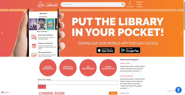 Security scan screenshot of https://murraylibraryut.gov/