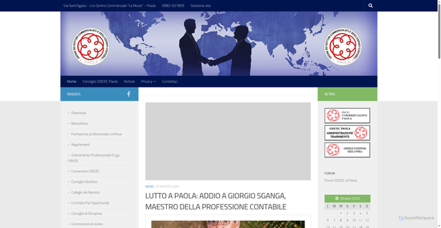 Security scan screenshot of https://www.odcecpaola.it/