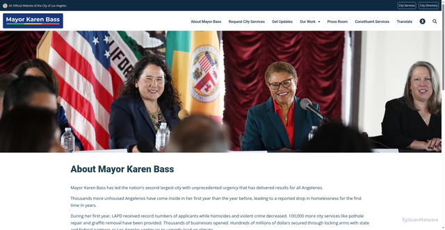 Security scan screenshot of https://mayor.lacity.gov/about-mayor-karen-bass
