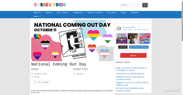 Security scan screenshot of https://sussexpride.org/events/ncod/