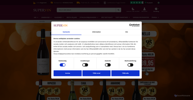 Security scan screenshot of https://supervin.se