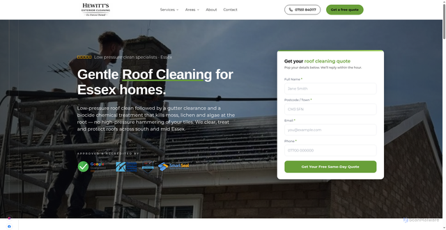 Security scan screenshot of https://hewitt-cleaning.pages.dev/location/roof-cleaning/