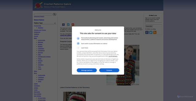 Security scan screenshot of https://crochetpatternsgalore.com
