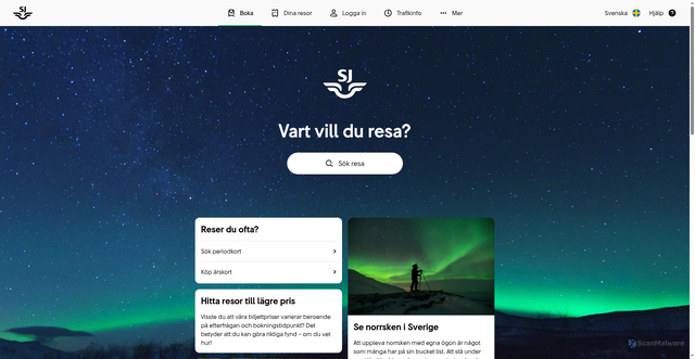 Security scan screenshot of https://sj.se/