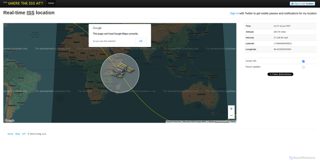 Security scan screenshot of https://wheretheiss.at/