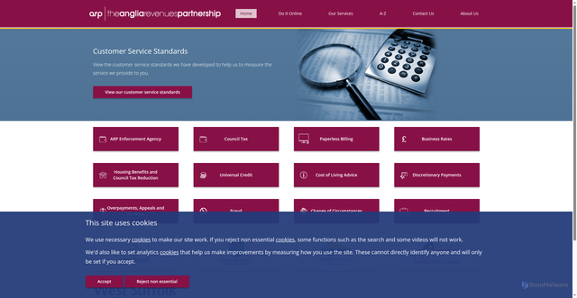 Security scan screenshot of https://www.angliarevenues.gov.uk/
