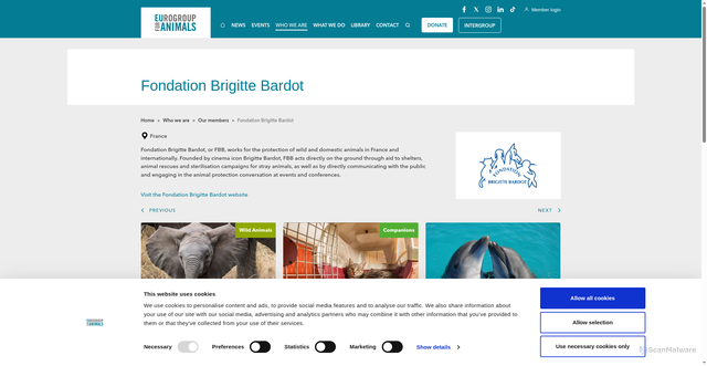 Security scan screenshot of https://www.eurogroupforanimals.org/who-we-are/our-members/fondation-brigitte-bardot