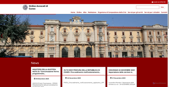 Security scan screenshot of https://www.ordineavvocaticuneo.it/