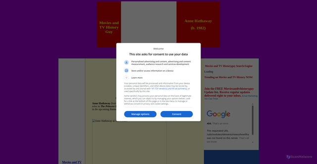 Security scan screenshot of https://www.historyguy.com/moviesandtvhistory/anne_hathaway.htm