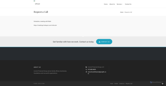 Security scan screenshot of https://lincolnfinancialgroupllc.com/request-a-call/