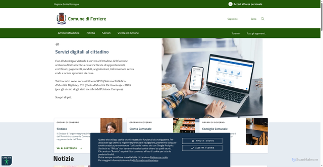 Security scan screenshot of https://www.comune.ferriere.pc.it