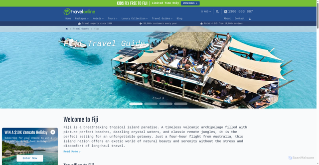 Security scan screenshot of https://www.travelonline.com/fiji