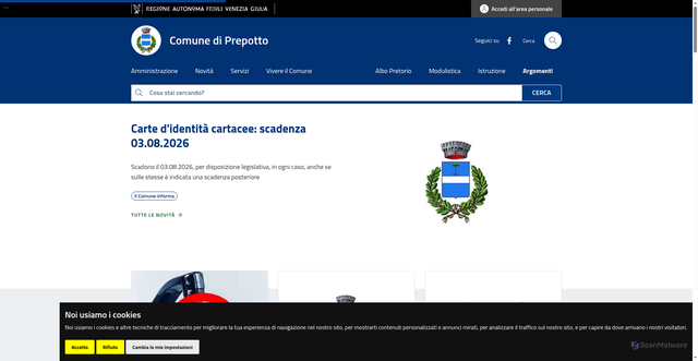 Security scan screenshot of https://www.comune.prepotto.ud.it/