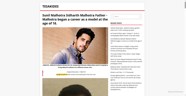 Security scan screenshot of https://kidesesa.pages.dev/post/sunil-malhotra-sidharth-malhotra-father/