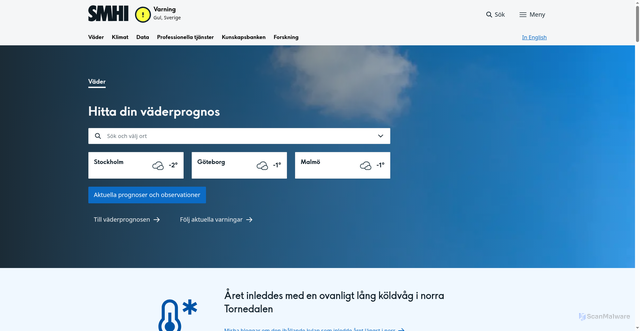 Security scan screenshot of https://www.smhi.se/