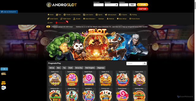 Security scan screenshot of https://androresmi.digital/desktop/game/slot/pragmaticplay