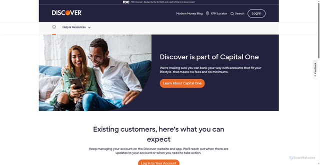 Security scan screenshot of https://bank.discover.com