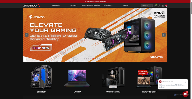 Security scan screenshot of https://aftershockpc.com/?srsltid=AfmBOooFJ7x-dnpg1J3K3oT-PubdkIxt8UNyOCnfhnCiUqKg8PK5eFkl