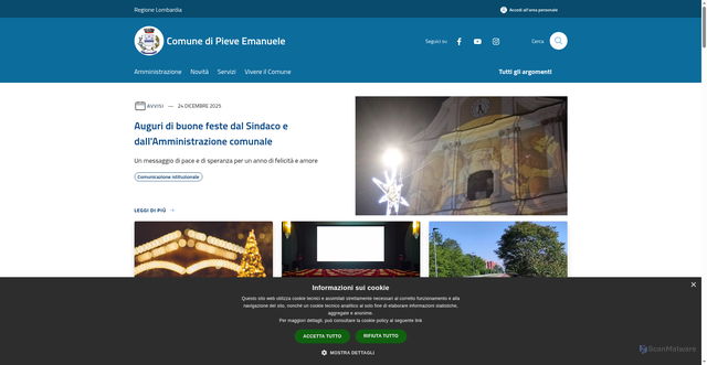 Security scan screenshot of https://www.comune.pieveemanuele.mi.it/it