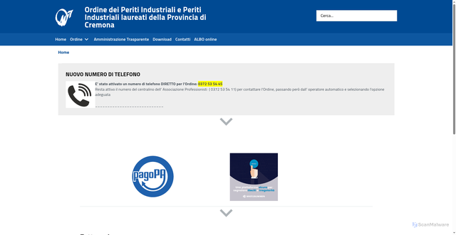 Security scan screenshot of https://www.peritindustrialicremona.it