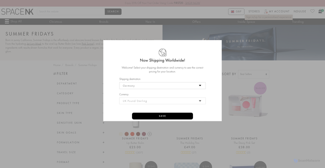 Security scan screenshot of https://www.spacenk.com/us/brands/s/summer-fridays