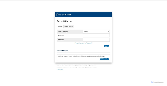 Security scan screenshot of https://ddtwo.powerschool.com