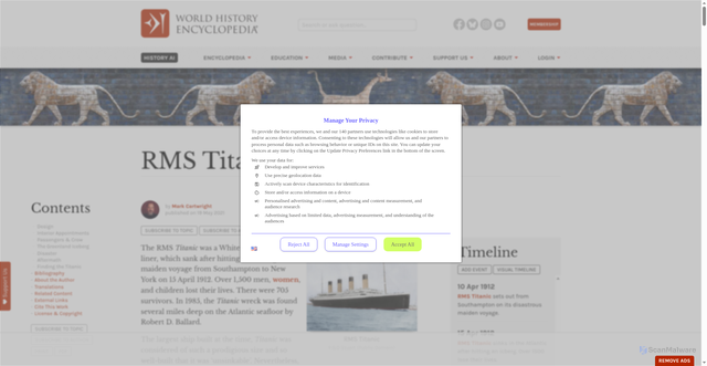 Security scan screenshot of https://www.worldhistory.org/RMS_Titanic/