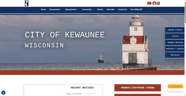 Security scan screenshot of https://cityofkewauneewi.gov/