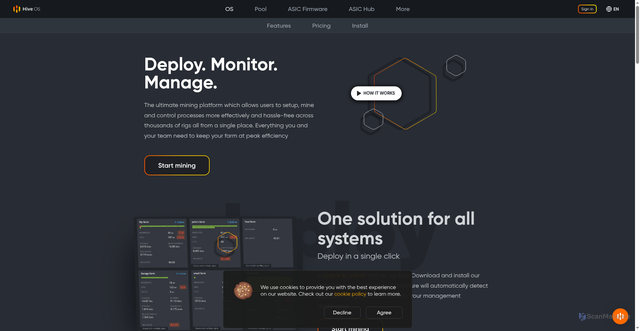 Security scan screenshot of https://hiveos.farm
