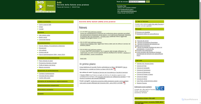 Security scan screenshot of https://www.sds.prato.it/home577.html