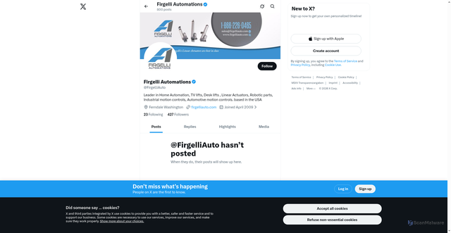 Security scan screenshot of http://www.twitter.com/FirgelliAuto
