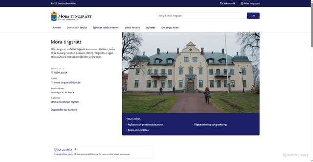 Security scan screenshot of https://www.domstol.se/mora-tingsratt/