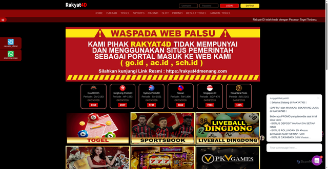 Security scan screenshot of https://rakyat4d-1.com/