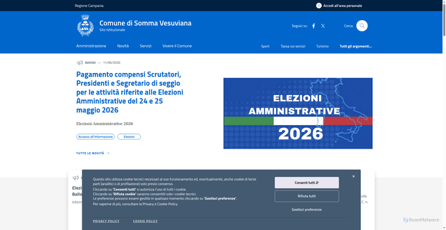 Security scan screenshot of https://www.comune.sommavesuviana.na.it