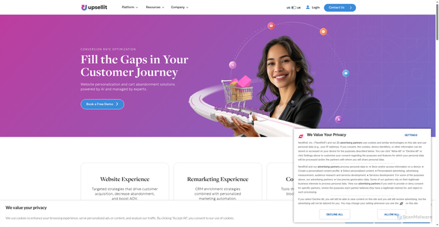 Security scan screenshot of https://app.upsellit.com/