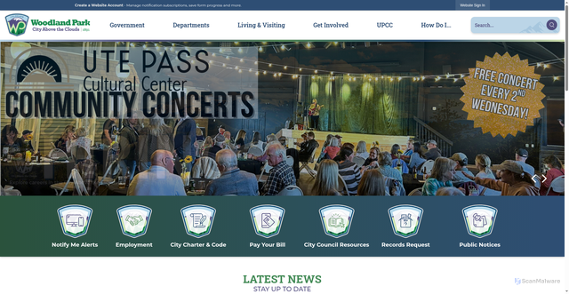 Security scan screenshot of https://woodlandpark.gov/