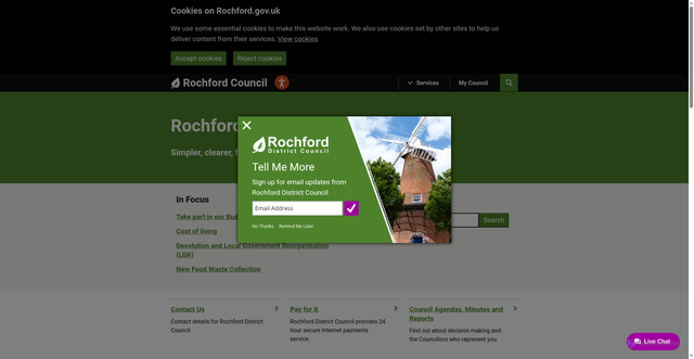 Security scan screenshot of https://www.rochford.gov.uk/