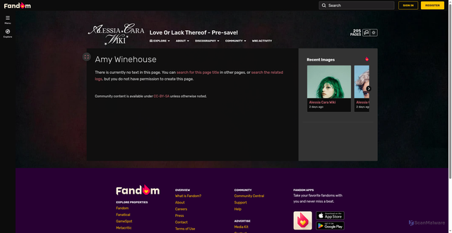 Security scan screenshot of https://alessia-cara.fandom.com/wiki/Amy_Winehouse