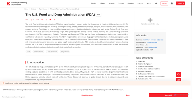 Security scan screenshot of https://encyclopedia.pub/entry/56883