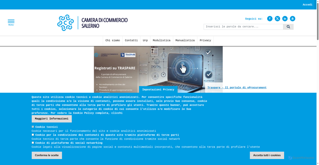 Security scan screenshot of https://www.sa.camcom.it